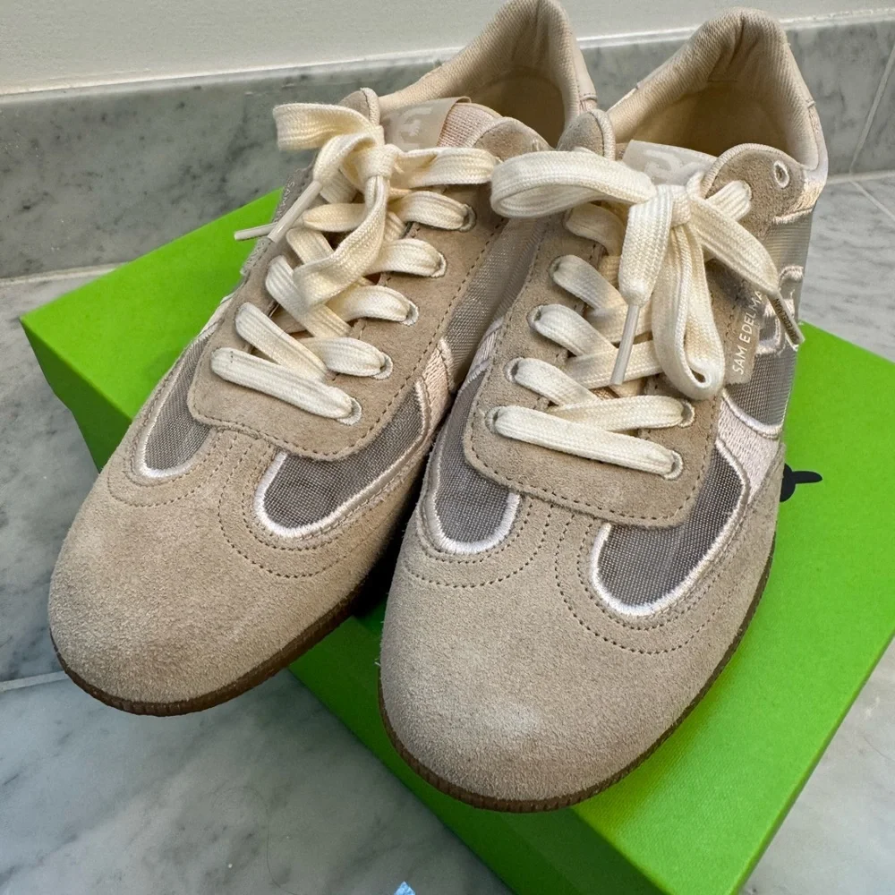 Sam Edelman Kyla Sneakers in Ivory/Honey Tan - Picture 3 of 10